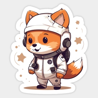 Cute Fox Astronaut Cartoon Sticker